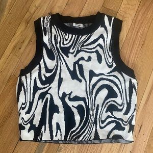 Garage Black and White Graphic Crop Top - Size S